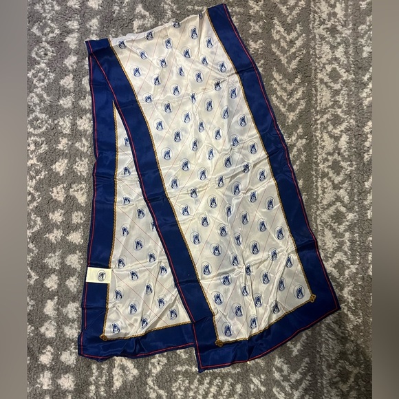 Holland America nautical 100% silk scarf Blue and White Patterned Scarf (D-308) - Picture 1 of 11